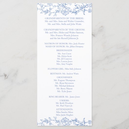 ダスティーエレガントブフランスのルービンテージ結婚式プログラム プログラム (裏面)