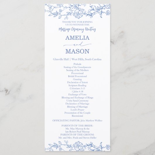 ダスティーエレガントブフランスのルービンテージ結婚式プログラム プログラム (正面)