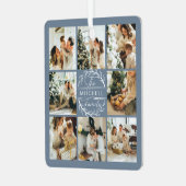 ダスティーエレガントブモダンルーファミリー写真コラージュ メタルオーナメント (正面左)