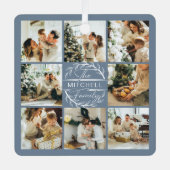 ダスティーエレガントブモダンルーファミリー写真コラージュ メタルオーナメント (正面)