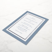 ダスティーエレガントブルーとシルバー 箔招待状 (回転した状態)