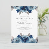 ダスティーエレガントブルーとネイビーフローラ 招待状 (スタンド正面)