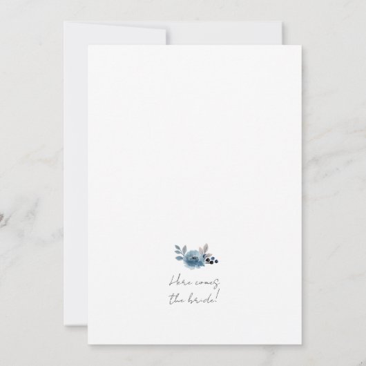 ダスティーエレガントブルーとネイビーフローラ 招待状 (裏面)