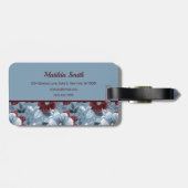 ダスティーエレガントブルーとブルゴーニュのフローララゲージタグ ラゲッジタグ (裏面横)