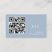 ダスティーエレガントブルーとホワイトの結婚ウェブサイト エンクロージャーカード (裏面)