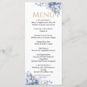 ダスティーエレガントブルーと金ゴールドフローラ結婚ズディナー メニュー (正面)