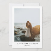 ダスティーエレガントブルーと金ゴールドフローラ結婚ズ セーブザデート (裏面)