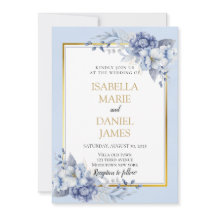 ダスティーエレガントブルーと金ゴールドフローラ結婚ズ