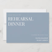 ダスティーエレガントブルーのリハ結婚ーサルディナーカード サンキューカード (正面)