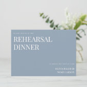 ダスティーエレガントブルーのリハ結婚ーサルディナーカード サンキューカード (スタンド正面)