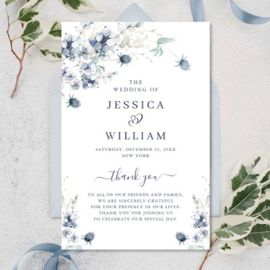 ダスティーエレガントブルーウィンターウエディングプログラム