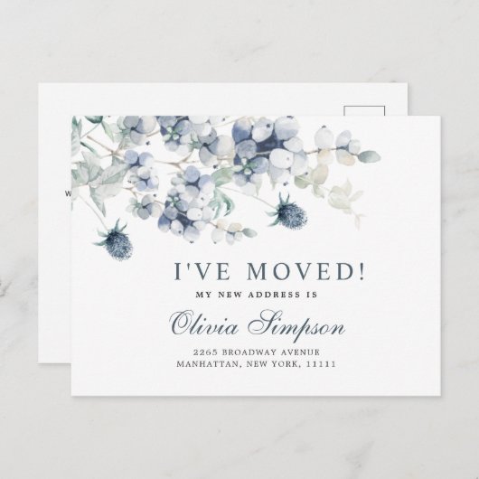 ダスティーエレガントブルーウィンタームービングアナウンス ポストカード (正面/裏面)