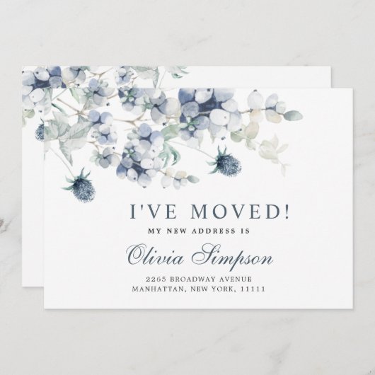 ダスティーエレガントブルーウィンタームービングアナウンス 案内状 (正面/裏面)