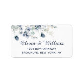 ダスティーエレガントブルーウィンターリーフ差出人住所 ラベル (正面)