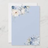 ダスティーエレガントブルーウォーターカラーボホフローラズ結婚 招待状 (裏面)