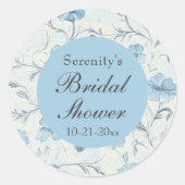 ダスティーエレガントブルーカントリーガーデンブライダルシャワー ラウンドシール (正面)