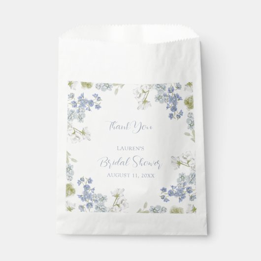 ダスティーエレガントブルーガーデンサンキューユーブライダルシャワー フェイバーバッグ (正面)