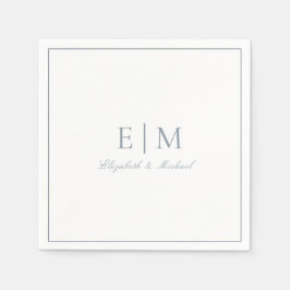 ダスティーエレガントブルークラシックスクリプ結婚ト スタンダードカクテルナプキン