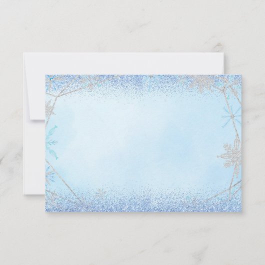 ダスティーエレガントブルークリスマススノーフレークMis Quince サンキューカード (裏面)