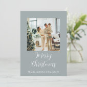 ダスティーエレガントブルークリスマスボードファミリーの写真 シーズンカード (スタンド正面)