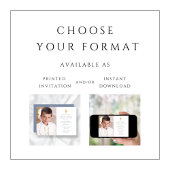 ダスティーエレガントブルークロスフォトボーイファースト聖餐式 招待状