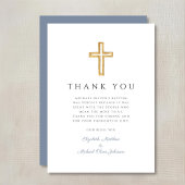 ダスティーエレガントブルークロスボーイバプテスマ サンキューカード