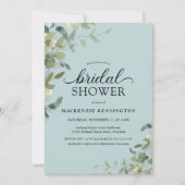 ダスティーエレガントブルーグリーナリーブライダルシャワー 招待状 (正面)