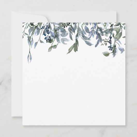 ダスティーエレガントブルーグリーナリーブライダルシャワー 招待状 (裏面)