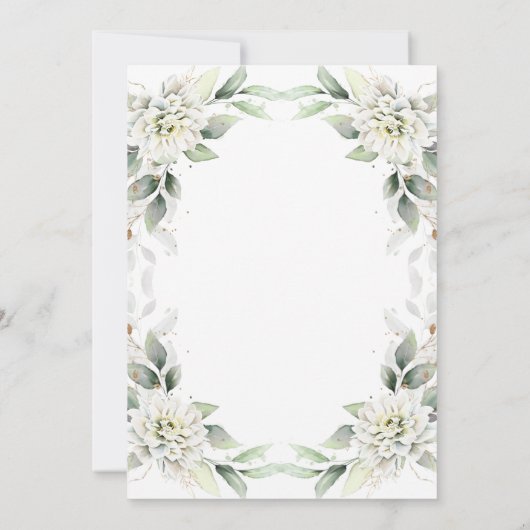 ダスティーエレガントブルーグリーナリー婚約パーティ 招待状 (裏面)