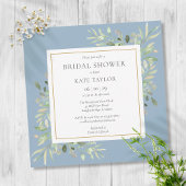 ダスティーエレガントブルーグリーン結婚リーブライダルシャワー 招待状