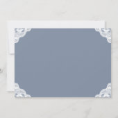 ダスティーエレガントブルーケーキ及びレースブライダルシャワー 招待状 (裏面)