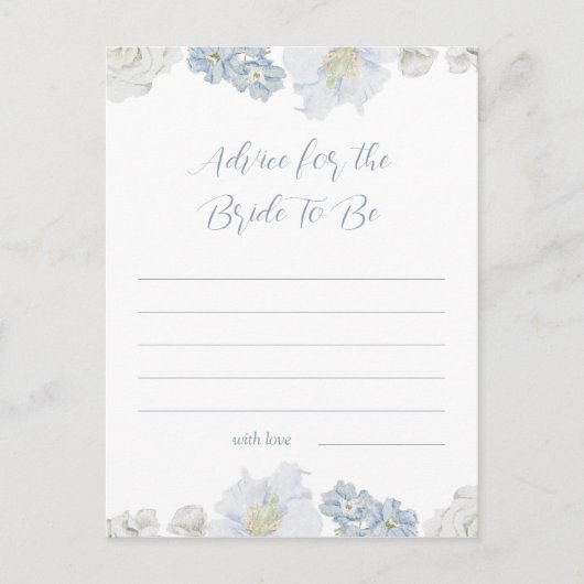 ダスティーエレガントブルーシャワーアドバイスへ花嫁 ポストカード (正面)