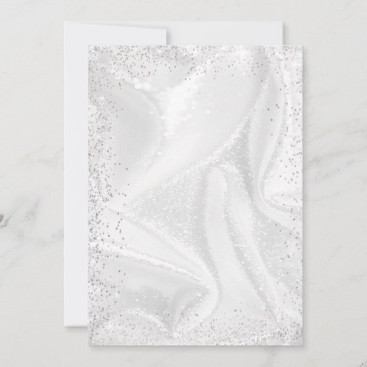 ダスティーエレガントブルーシルバーブーケウェディングシャワー 招待状 (裏面)