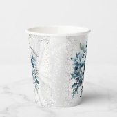 ダスティーエレガントブルーシルバーブーケ結婚ーズ 紙コップ (左)