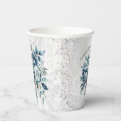 ダスティーエレガントブルーシルバーブーケ結婚ーズ 紙コップ (右)