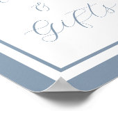 ダスティーエレガントブルースクリプトカードとギフトサイン ポスター (角)