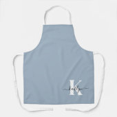 ダスティーエレガントブルースクリプトモノグラム エプロン (正面)