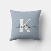 ダスティーエレガントブルースクリプトモノグラム クッション (裏面)