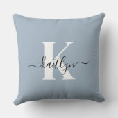 ダスティーエレガントブルースクリプトモノグラム クッション (裏面)