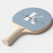 ダスティーエレガントブルースクリプトモノグラム 卓球ラケット (正面アングル)