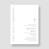 ダスティーエレガントブルースクリプト最初の聖餐式 招待状