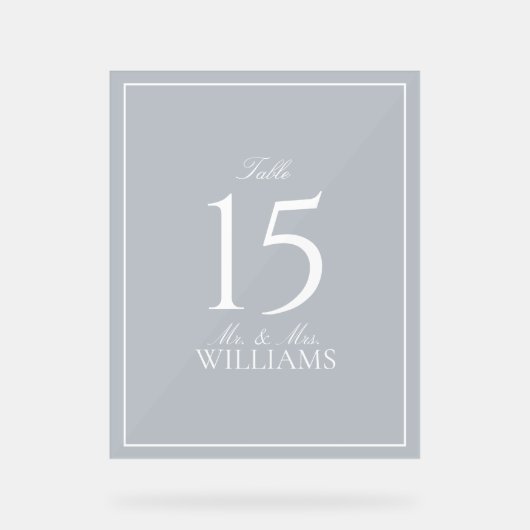 ダスティーエレガントブルースクリ結婚プトのテーブル番号 アクリルサイン (正面)