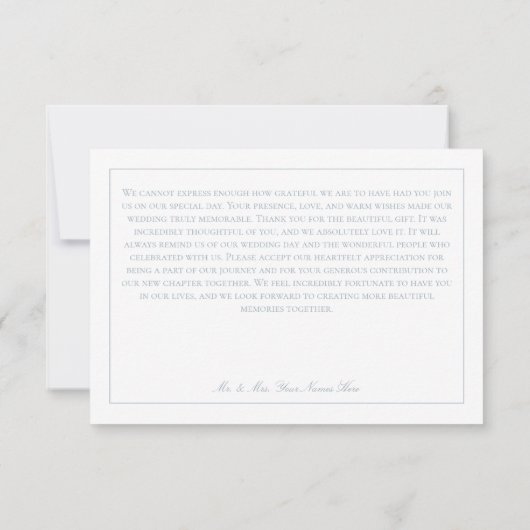 ダスティーエレガントブルーチノワセリーケルブ結婚ズ サンキューカード (裏面)