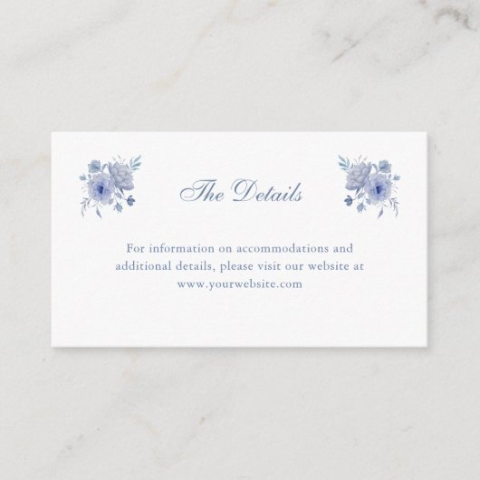 ダスティーエレガントブルーチノワセリー | 結婚詳細 エンクロージャーカード (正面)