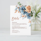 ダスティーエレガントブルーテラコッタ結婚の詳細 エンクロージャーカード (スタンド正面)