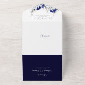 ダスティーエレガントブルーネイビーフローラアーチ結婚ズ オールインワン招待状 (外側)