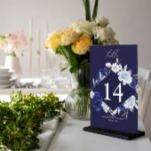 ダスティーエレガントブルーネイビーフローラテーブル番号