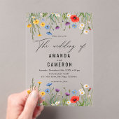 ダスティーエレガントブルーネイビーフローラ結婚ズ アクリル招待状 (インサイチュ (ポータブル))