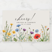 ダスティーエレガントブルーネイビーフローラ結婚ズ スパークリングワインラベル (シングルラベル)