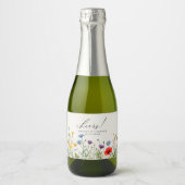 ダスティーエレガントブルーネイビーフローラ結婚ズ スパークリングワインラベル (正面)